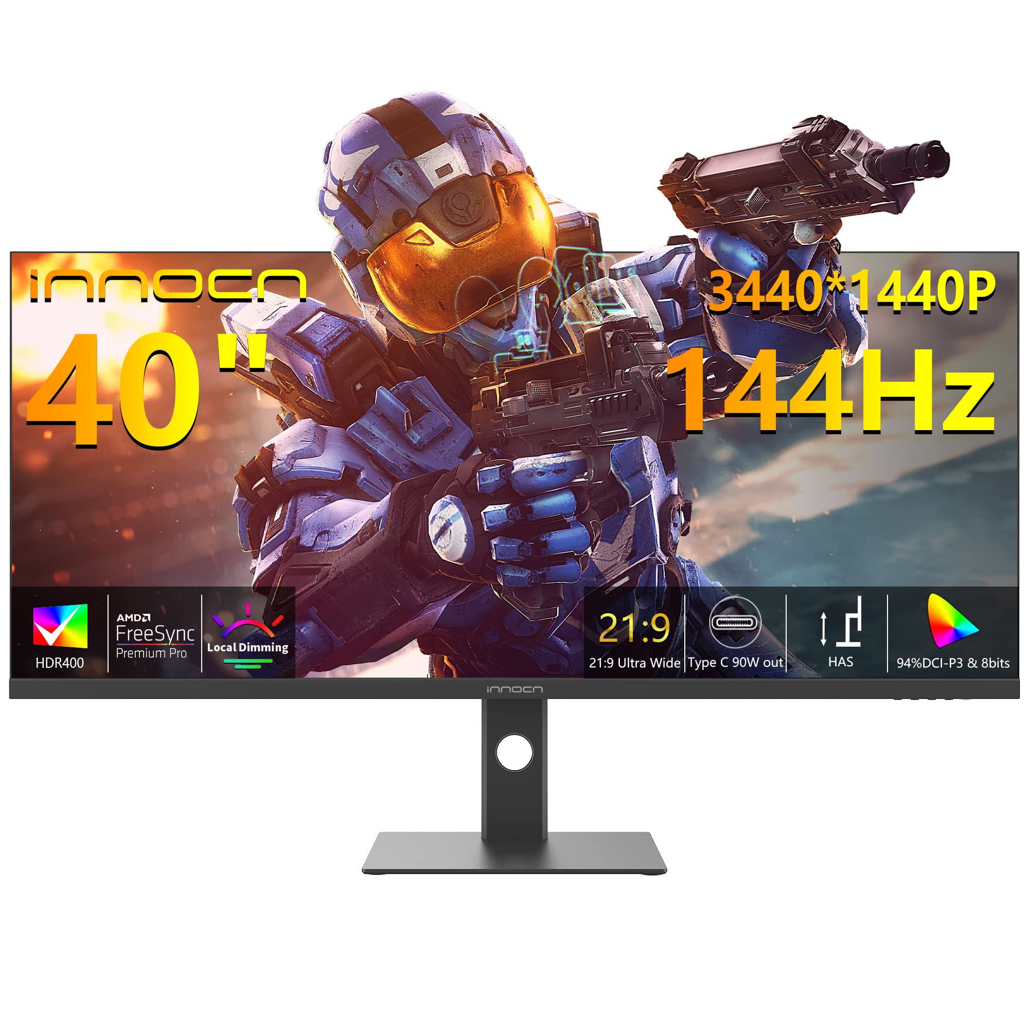INNOCN 40 inç oyun monitörü - Ultrawide, 144 Hz 2 ms( GTG) - 3440